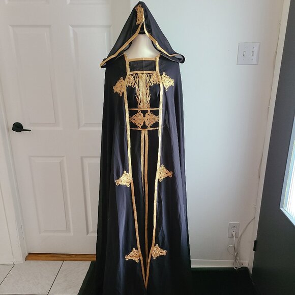 Superb black & Gold abaya set - 3 layers & 4 pieces New caftan jebba - Picture 1 of 4